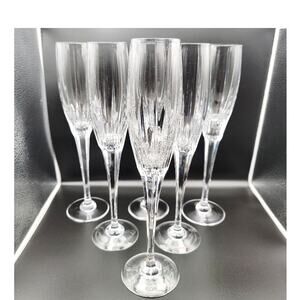 Mikasa Set of 6 Crystal Champagne Flutes Arctic Light Stemware Elegant Glasses